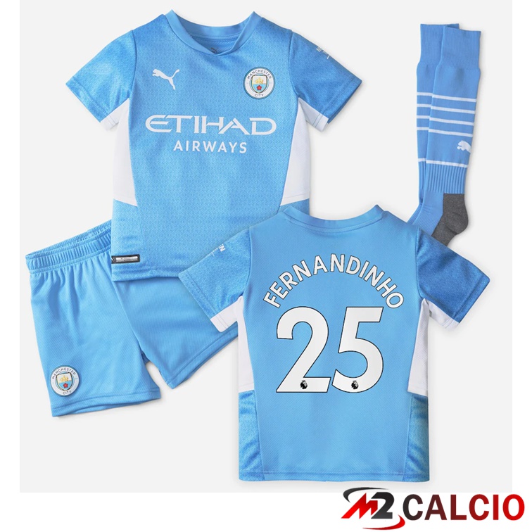 Maglia Manchester City (FERNANDINHO 25) Bambino Prima Azzurro 2021/2022