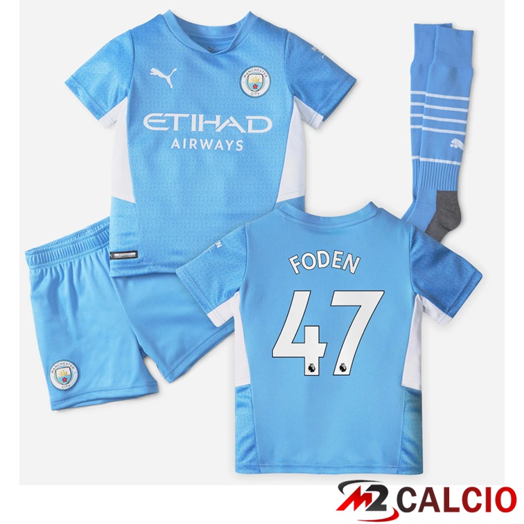 Maglia Manchester City (FODEN 47) Bambino Prima Azzurro 2021/2022