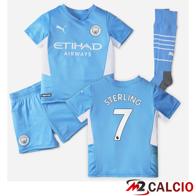 Maglia Manchester City (STERLING 7) Bambino Prima Azzurro 2021/2022