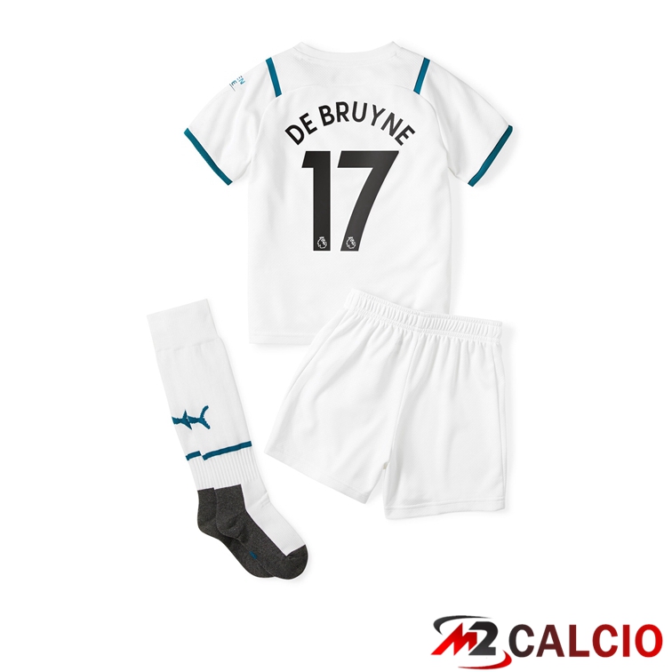 Maglia Manchester City (DE BRUYNE 17) Bambino Seconda Bianco 2021/2022