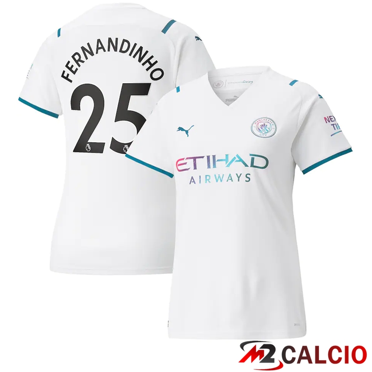 Maglia Manchester City (FERNANDINHO 25) Donna Seconda Bianco 2021/2022