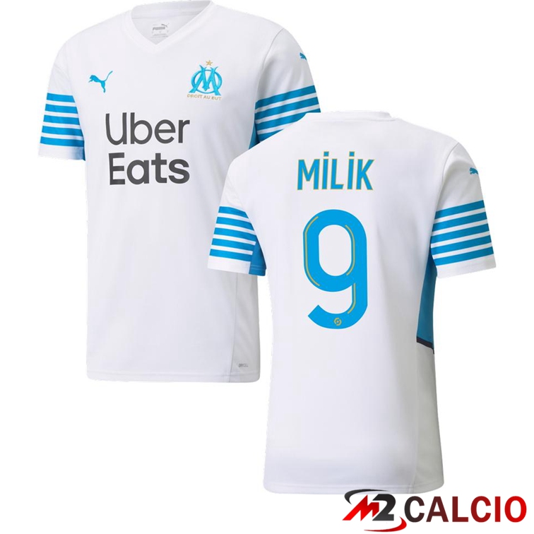 Maglia Olympique Marsiglia (MILIK 9) Prima Bianco/Blu 2021/2022