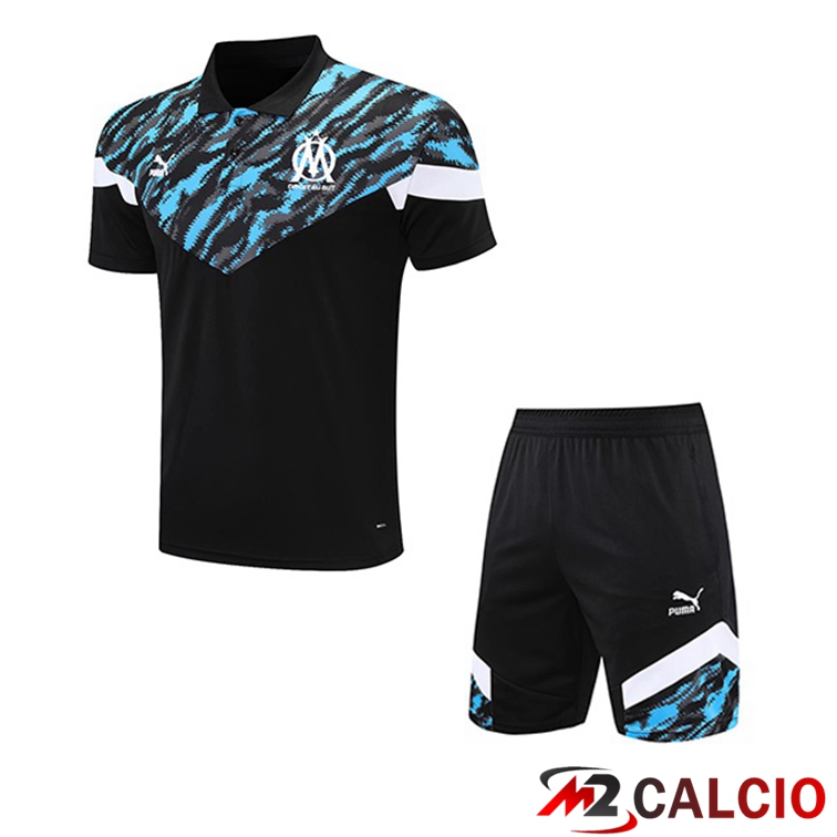 Maglia Polo Marsiglia OM + Pantaloncini Nero Blu 2021/2022