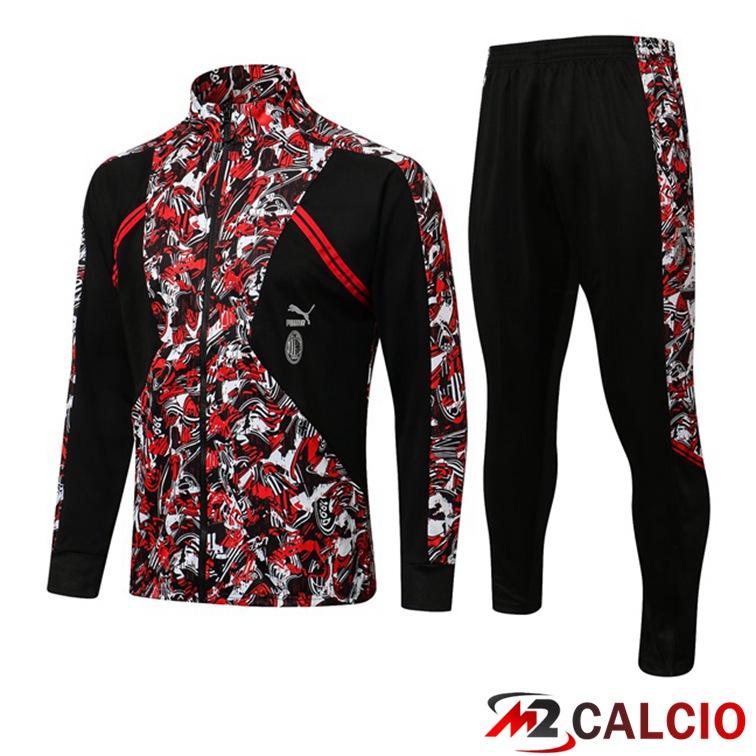 Insieme Tuta Calcio - Giacca AC Milan Rosso Nero 2021/2022