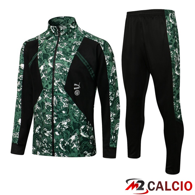Insieme Tuta Calcio - Giacca Manchester City Verde Nero 2021/2022