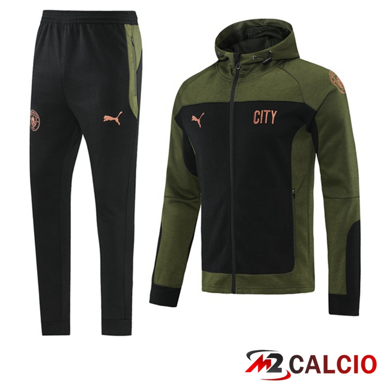 Giacca Con Cappuccio Tuta Manchester City Verde Nero 2021/2022
