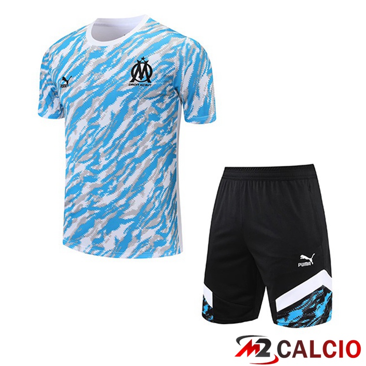 Maglia Allenamento Marsiglia OM + Pantaloncini Blu Bianco 2021/2022