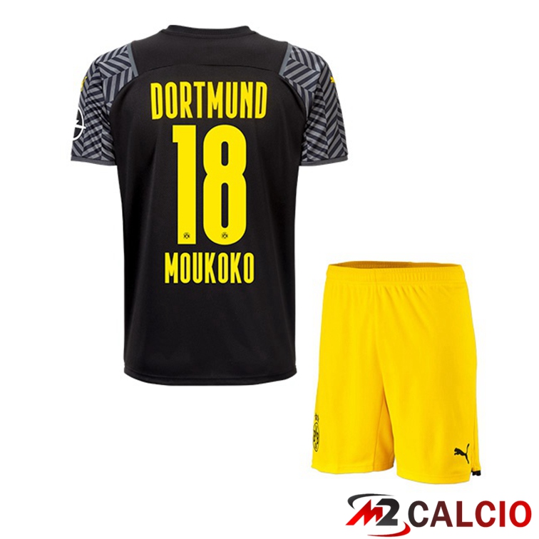 Maglia Dortmund (Moukoko 18) Bambino Seconda Nero 2021/22