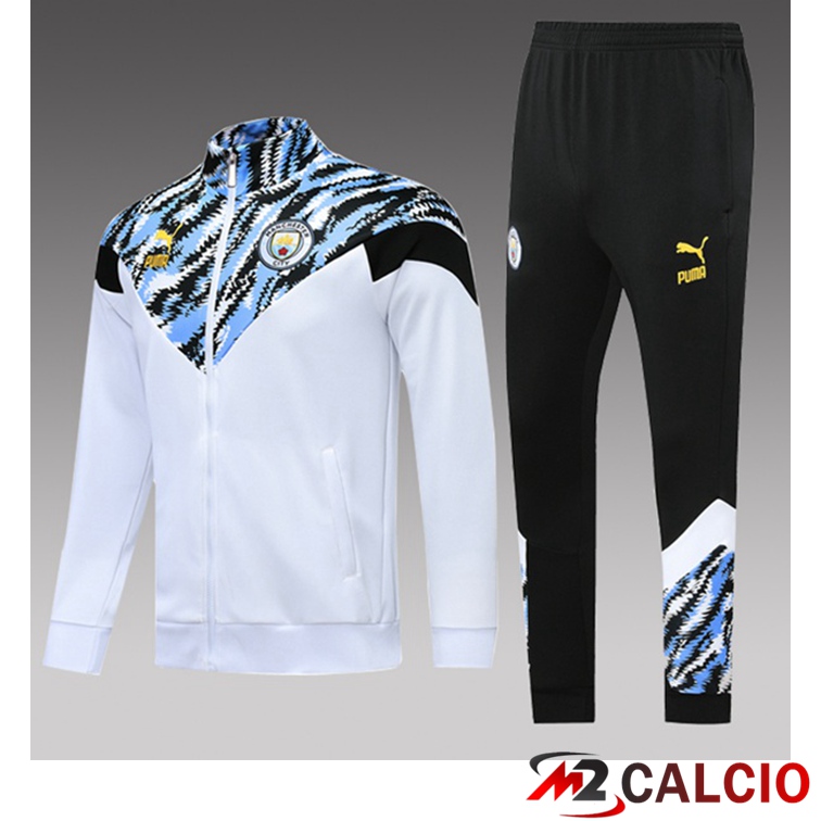 Tuta Calcio Bambino Manchester City Bianco Blu 2021/2022