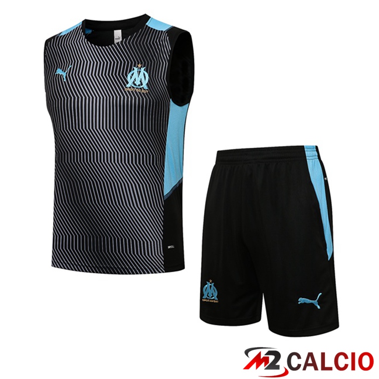 Canotta Calcio Marsiglia OM + Pantaloncini Nero Blu 2021/2022