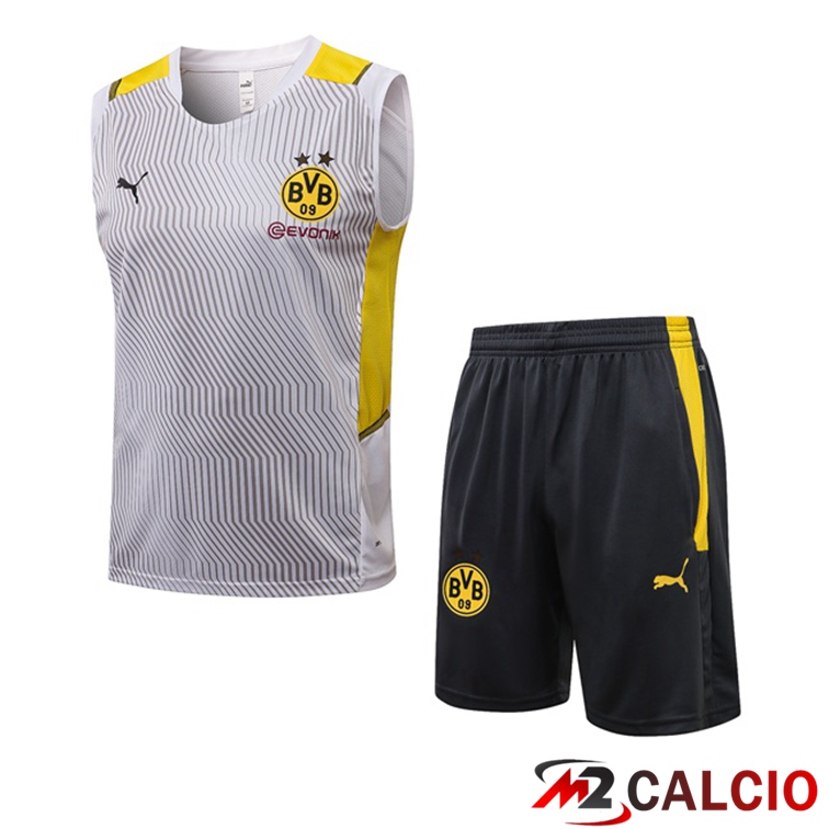 Canotta Calcio Dortmund + Pantaloncini Bianco 2021/2022