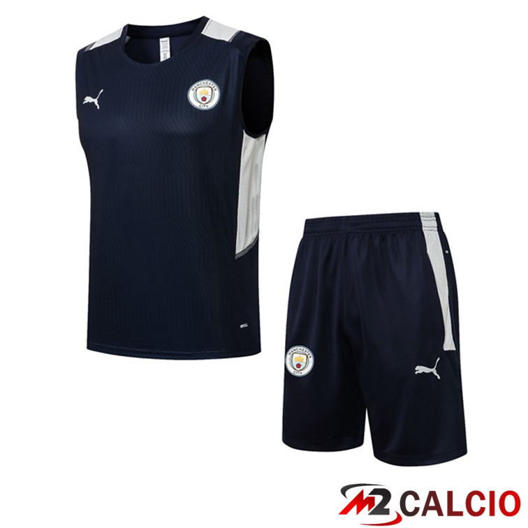 Canotta Calcio Manchester City + Pantaloncini Blu Reale 2021/2022