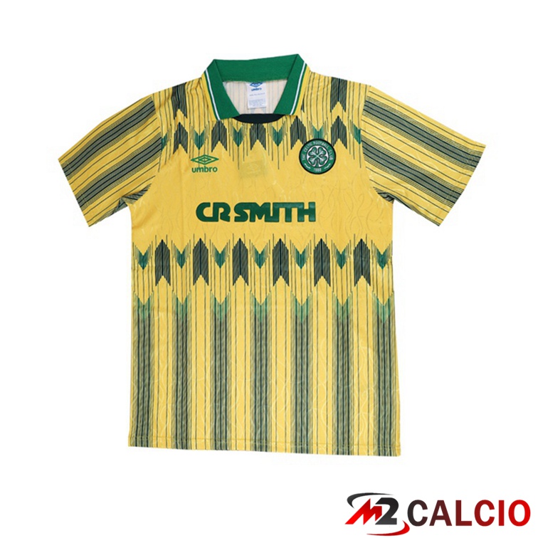 Maglie Calcio Celtic FC Retro Seconda Yellow Retro Giallo 1991-1992