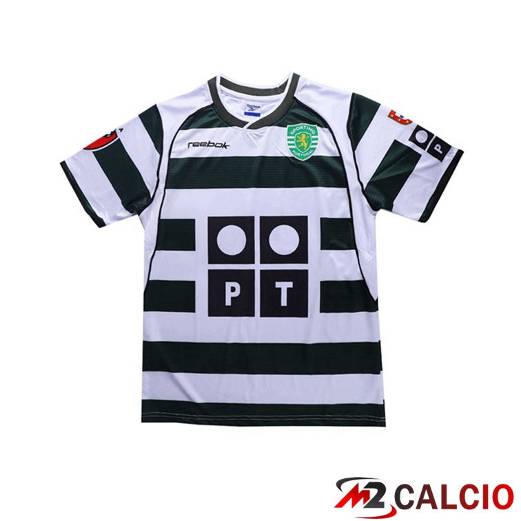 Maglie Calcio Sporting CP Retro Prima Verde Bianco 2001-2003