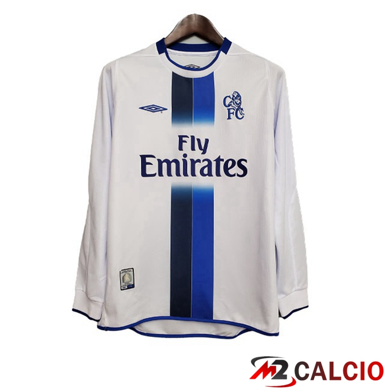 Maglie Calcio FC Chelsea Retro Seconda Manica Lunga Bianco 2003-2005