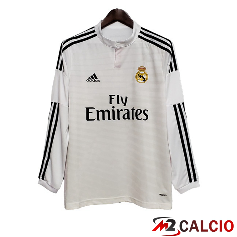 Maglie Calcio Real Madrid Retro Prima Manica Lunga Bianco 2014-2015