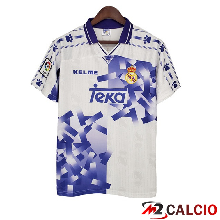 Maglie Calcio Real Madrid Terza Retro Blu Bianco 1996-1997