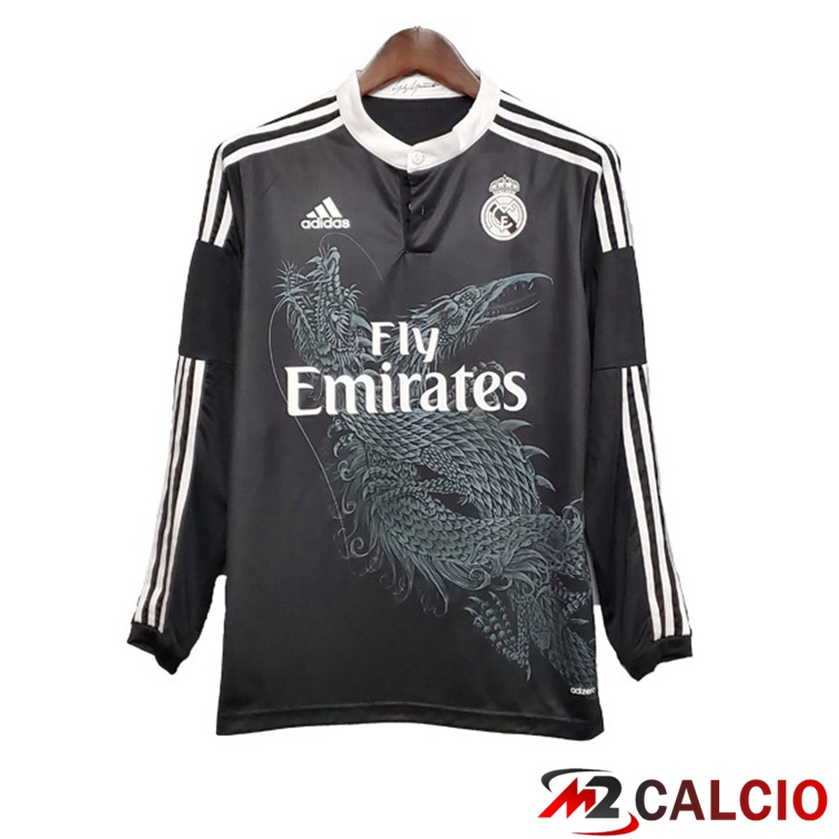Maglie Calcio Real Madrid Terza Retro Manica Lunga Nero 2014-2015