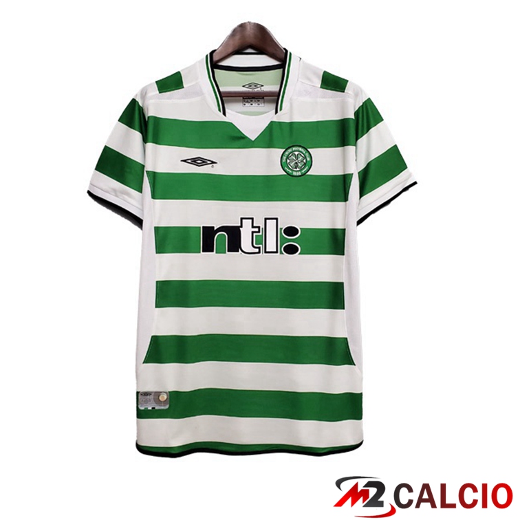 Maglie Calcio Celtic FC Retro Prima Verde Bianco 2001-2003