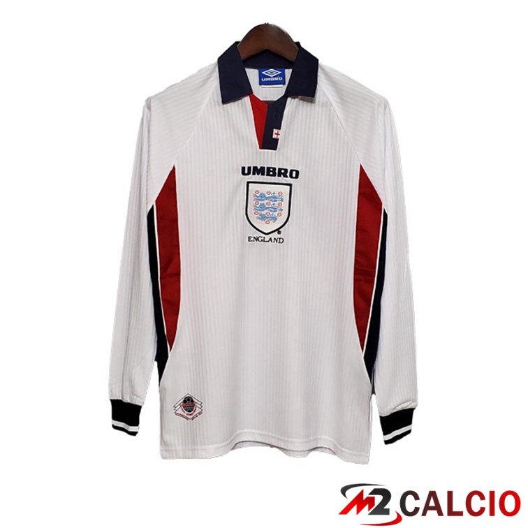 Maglie Calcio Inghilterra Retro Prima Manica Lunga Bianco 1998