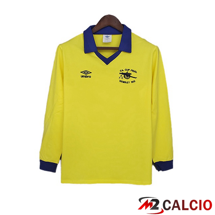 Maglie Calcio FC Arsenal Retro Seconda Manica Lunga Giallo 1971-1979
